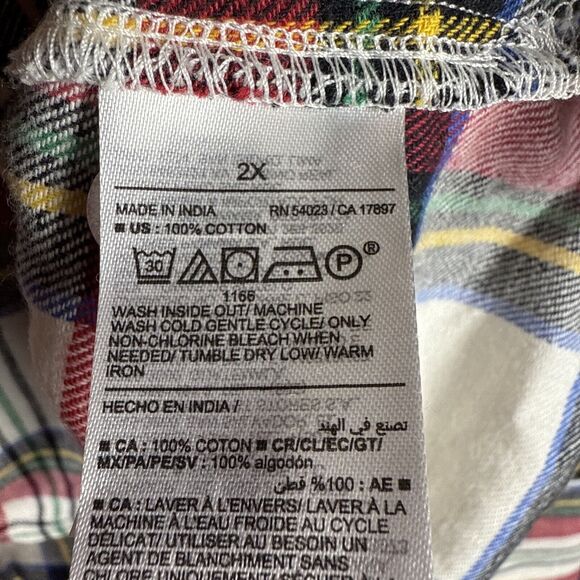 Old Navy NWT Red Cream Tartan Plaid Cotton Flannel Pajama Set Sz 2X Cozy - Picture 5 of 7